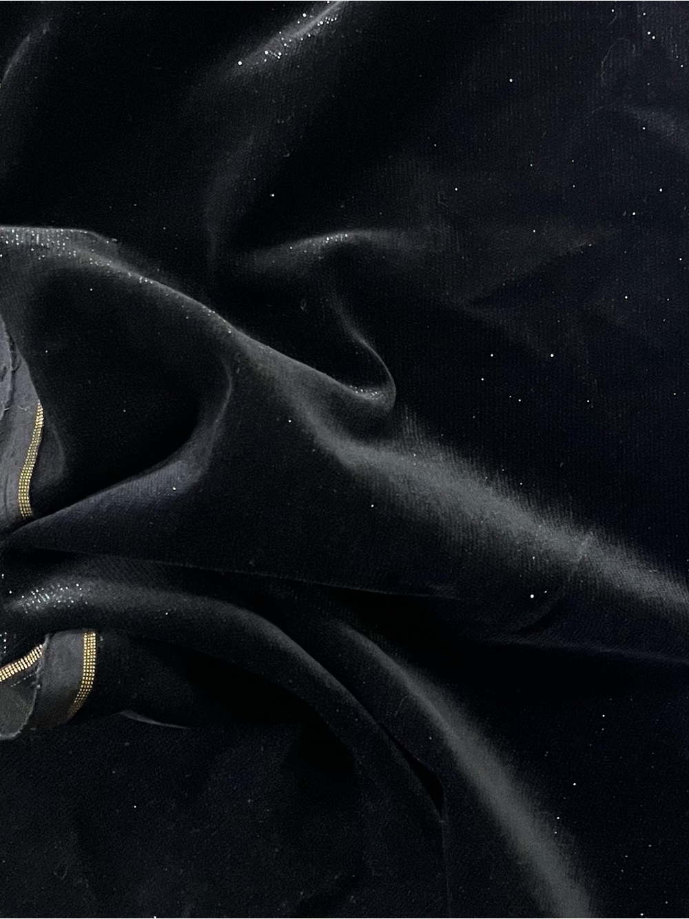 1.8 meters gorgeous heavy black velvet with lurex thread. West Germany.
